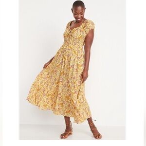 Old Navy yellow and pink midi dress